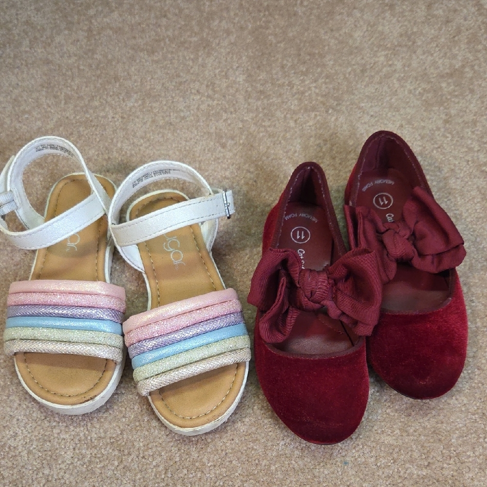 chic Kids Multicolor Strap Sandals and Red Bow Shoes